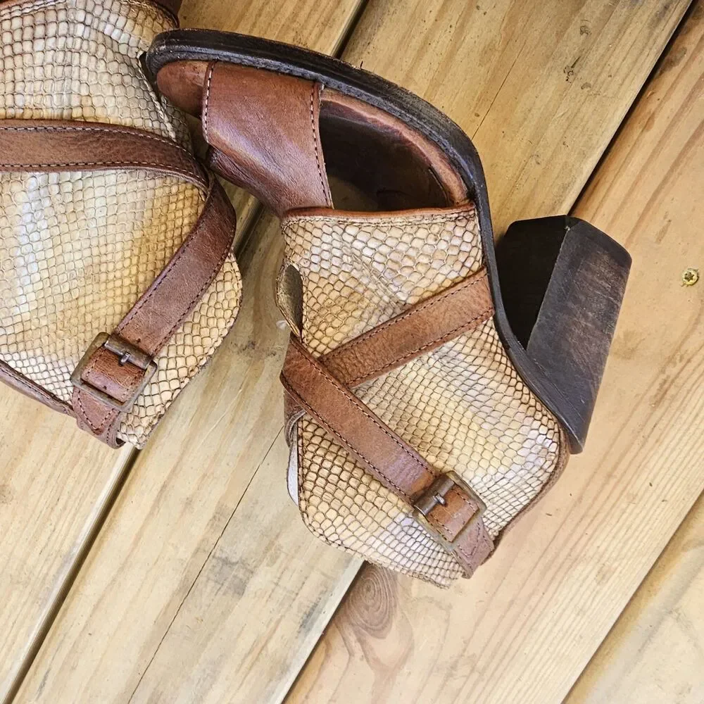 Freebird By Steven Rattle Booties/Sandals OPEN TOE Brown Size 8